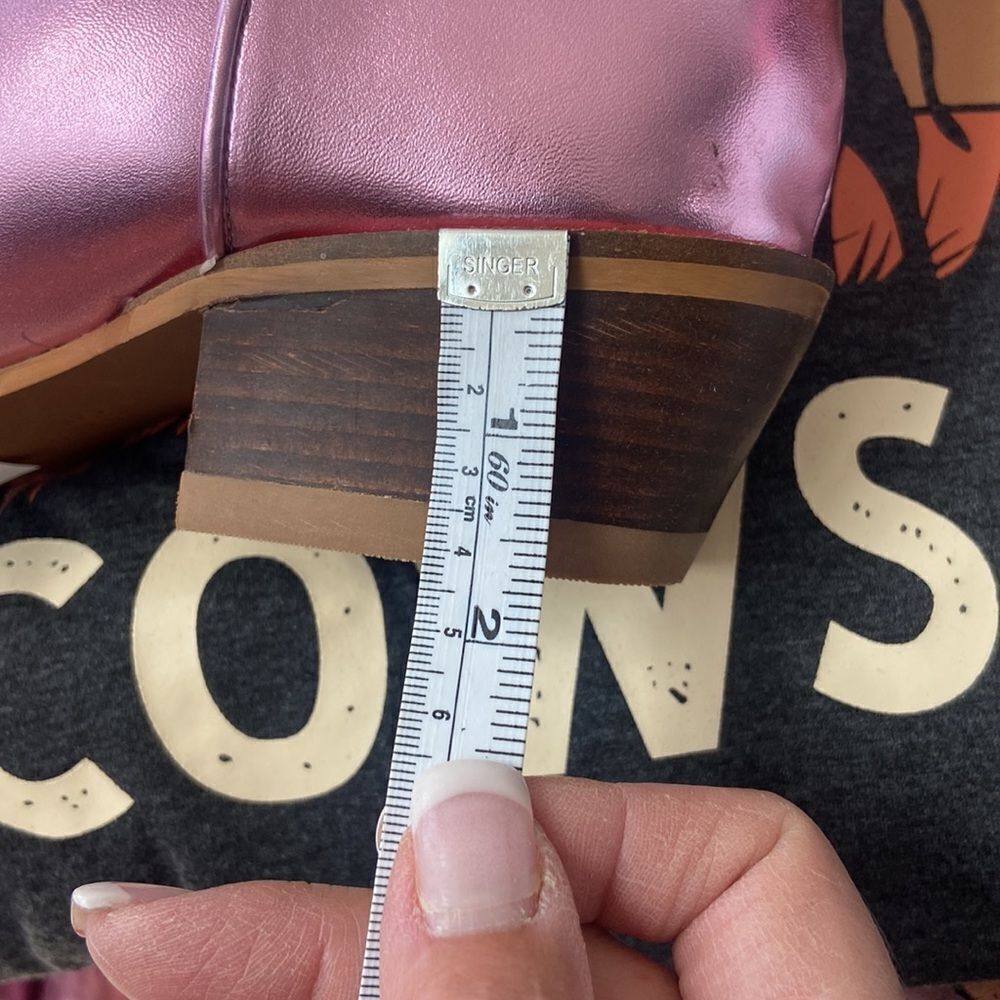Pink with stitching, cowboy boots - Picture 3 of 5